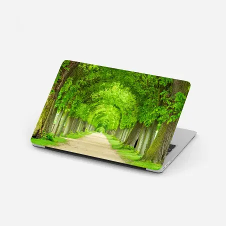 Pegatina para portátil túnel verde de árboles en perspectiva – Pixers®