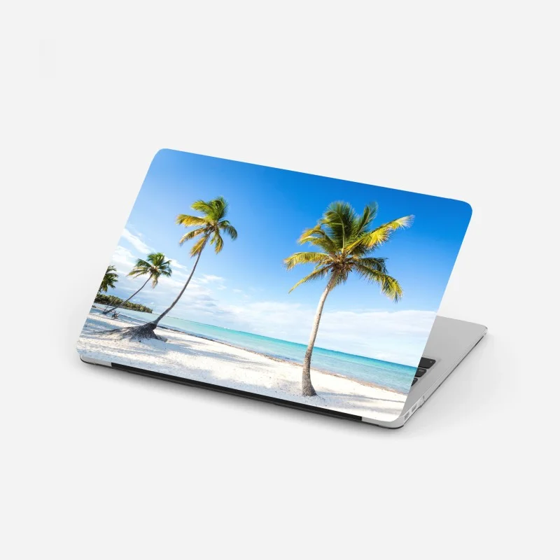 Pegatina para portátil paraíso tropical de palmeras y mar turquesa