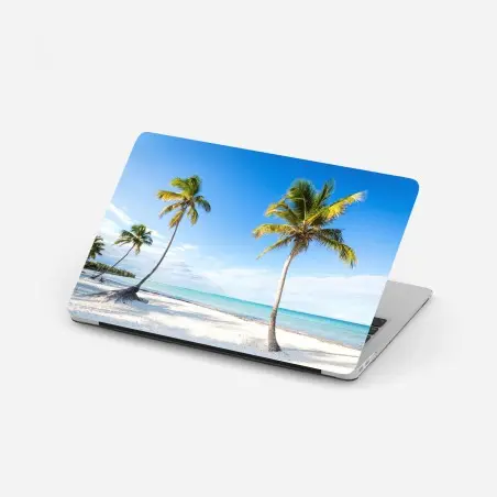 Pegatina para portátil paraíso tropical de palmeras y mar turquesa – Pixers®
