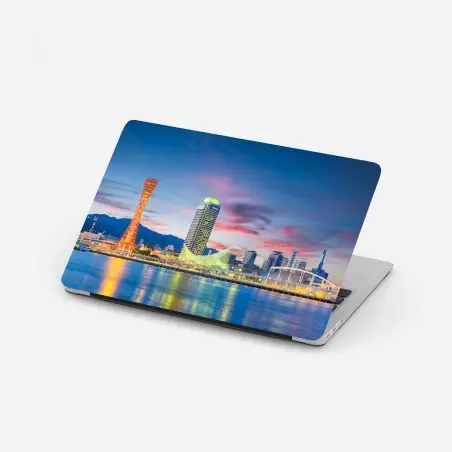 Pegatina para portátil puesta de sol en el puerto de Kobe – Pixers®