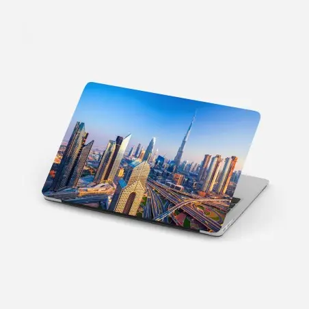 Pegatina para portátil panorámica de Dubái con Burj Khalifa – Pixers®