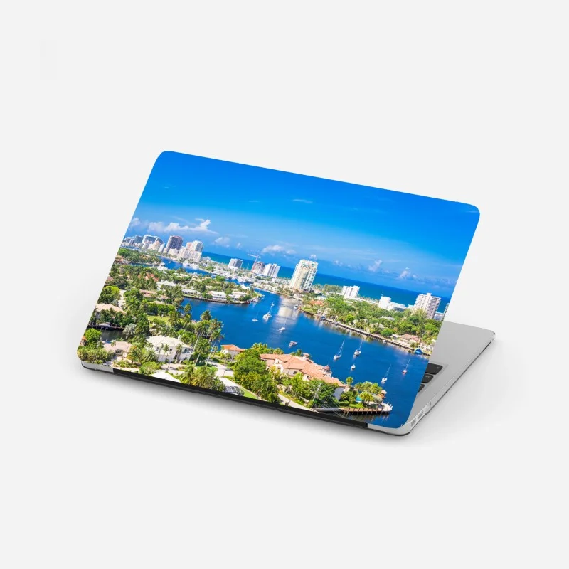 Pegatina para portátil horizonte costero de Fort Lauderdale sobre la isla barrera