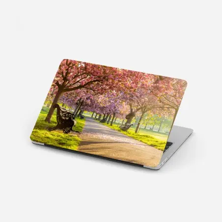 Pegatina para portátil senda de cerezos en flor al amanecer – Pixers®