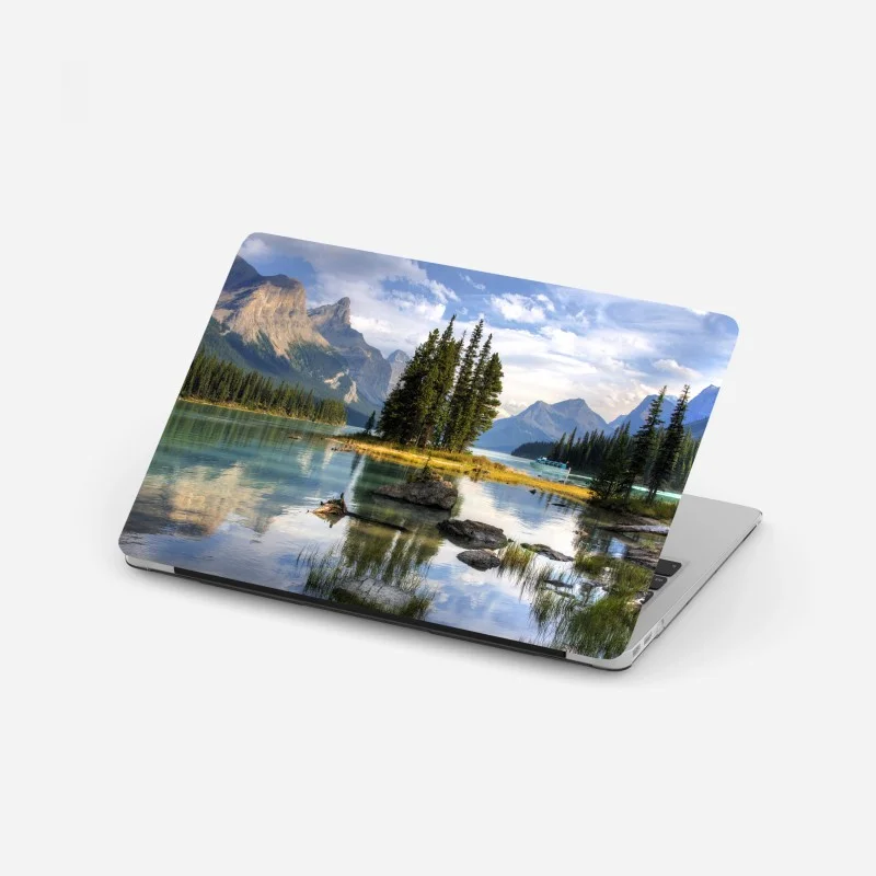 Pegatina para portátil lago montañoso con isla de pinos