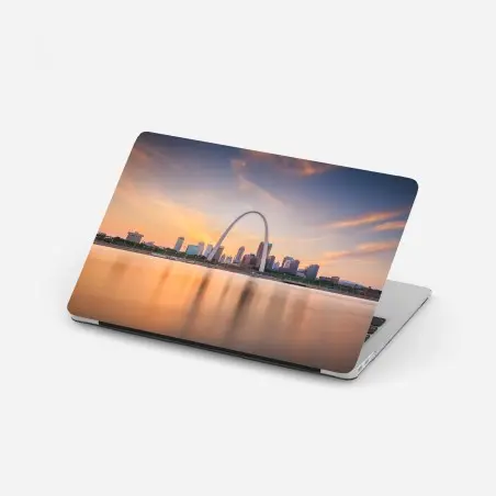 Pegatina para portátil atardecer en St. Louis, Misuri: arco y horizonte reflejado – Pixers®