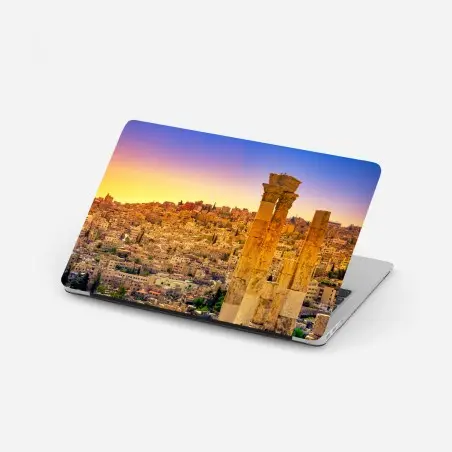 Pegatina para portátil amanecer sobre Amán con columnas históricas – Pixers®
