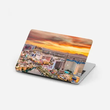 Pegatina para portátil vibrante skyline de Las Vegas al atardecer – Pixers®