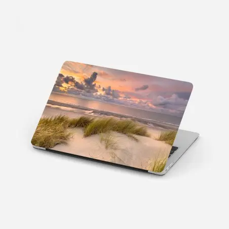 Pegatina para portátil puesta de sol sobre las dunas de Zeeland – Pixers®