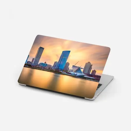 Pegatina para portátil atardecer dorado en Milwaukee – Pixers®