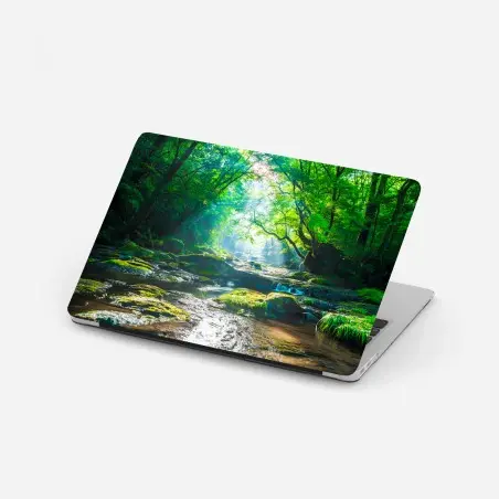 Pegatina para portátil bosque luminoso junto al río – Pixers®