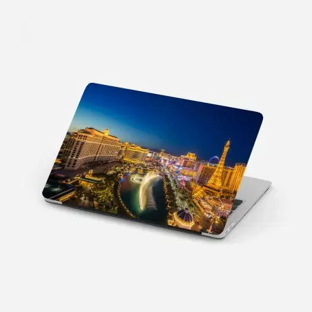 Pegatina para portátil panorámica nocturna del strip de Las Vegas – Pixers®