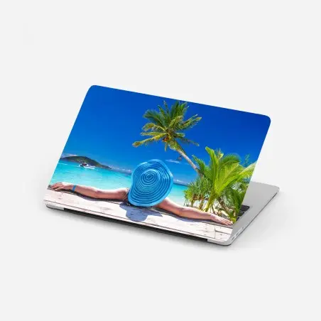 Pegatina para portátil relax tropical en playa turquesa – Pixers®