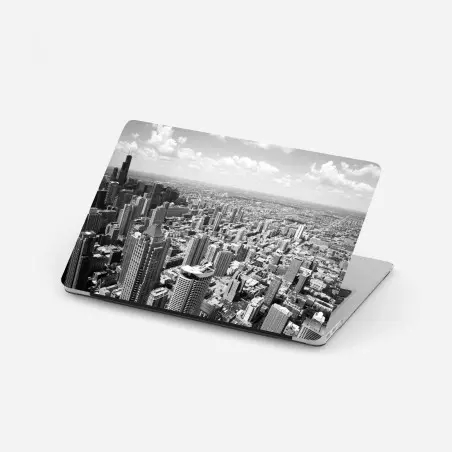 Pegatina para portátil vista aérea de Chicago en blanco y negro – Pixers®