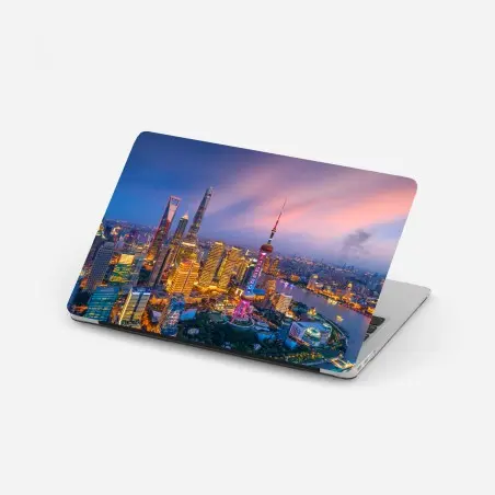 Pegatina para portátil luces de Shanghai al anochecer – Pixers®