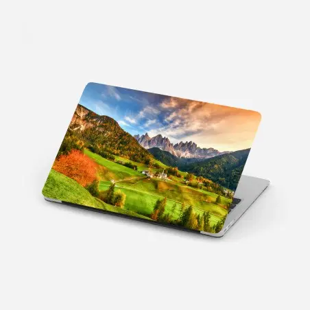 Pegatina para portátil amanecer en Santa Maddalena, Dolomitas – Pixers®