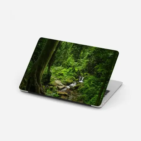 Pegatina para portátil escena de bosque esmeralda con arroyo – Pixers®