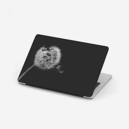 Pegatina para portátil susurro de diente de león en blanco y negro – Pixers®