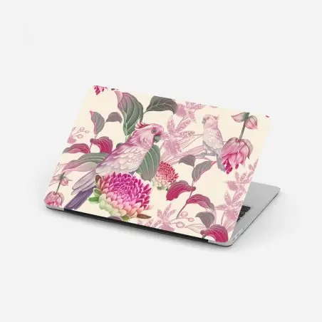 Pegatina para portátil cacatúas y flores tropicales en tonos pastel – Pixers®