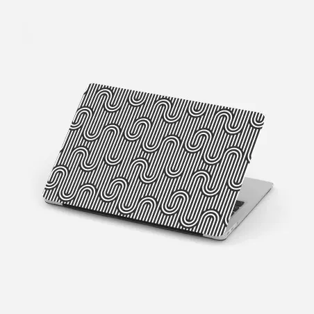 Pegatina para portátil patrón óptico ondulado en blanco y negro – Pixers®
