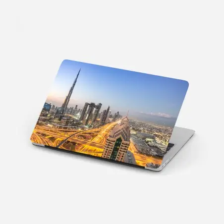 Pegatina para portátil amanecer en Dubai: horizonte de rascacielos – Pixers®