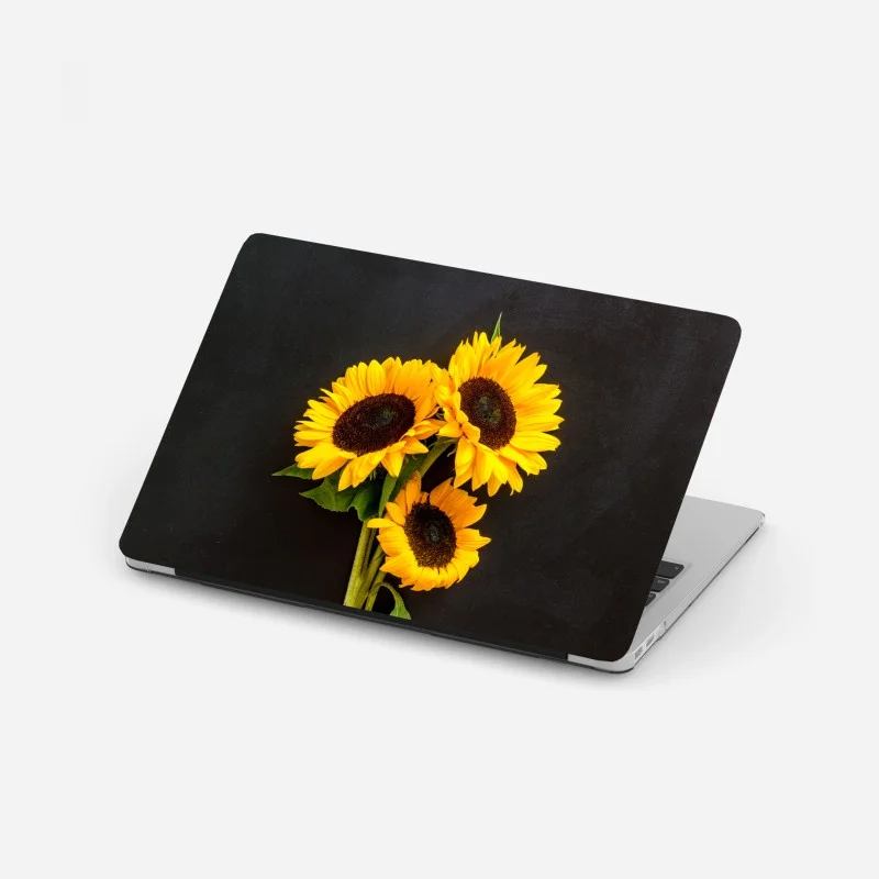 Pegatina para portátil girasoles sobre fondo negro