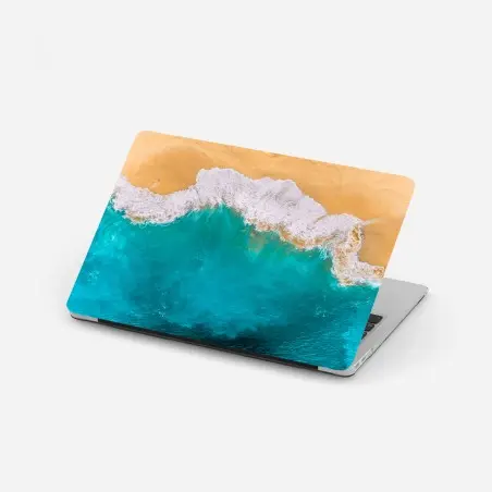 Pegatina para portátil turquesa infinito en playa de Kelingking, Nusa Penida – Pixers®