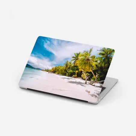 Pegatina para portátil playa tropical con palmeras y arena blanca – Pixers®