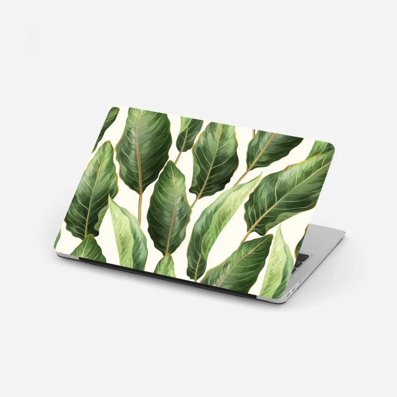 Pegatina para portátil fondo de hojas tropicales en tonos verdes