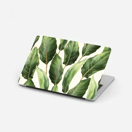 Pegatina para portátil fondo de hojas tropicales en tonos verdes – Pixers®
