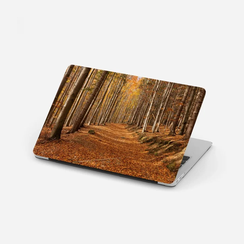 Pegatina para portátil sendero otoñal entre hayas doradas