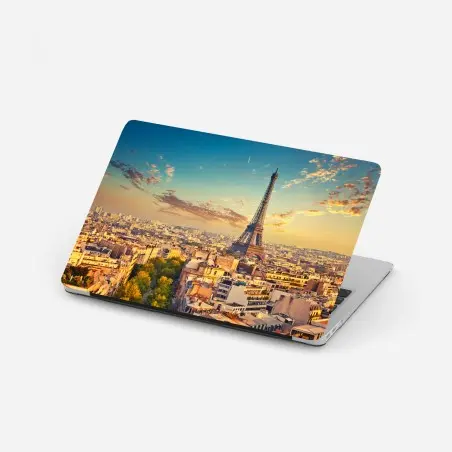 Pegatina para portátil amanecer dorado sobre la Torre Eiffel en París – Pixers®