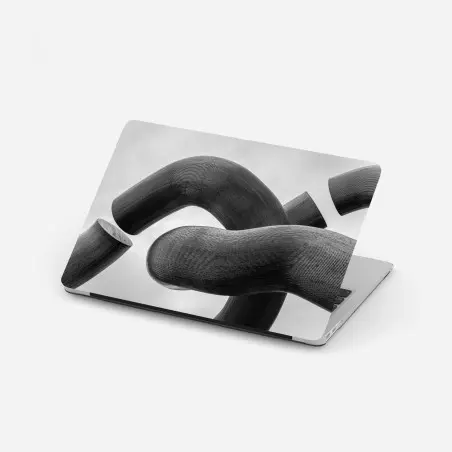 Pegatina para portátil escultura abstracta de formas curvas en blanco y negro – Pixers®