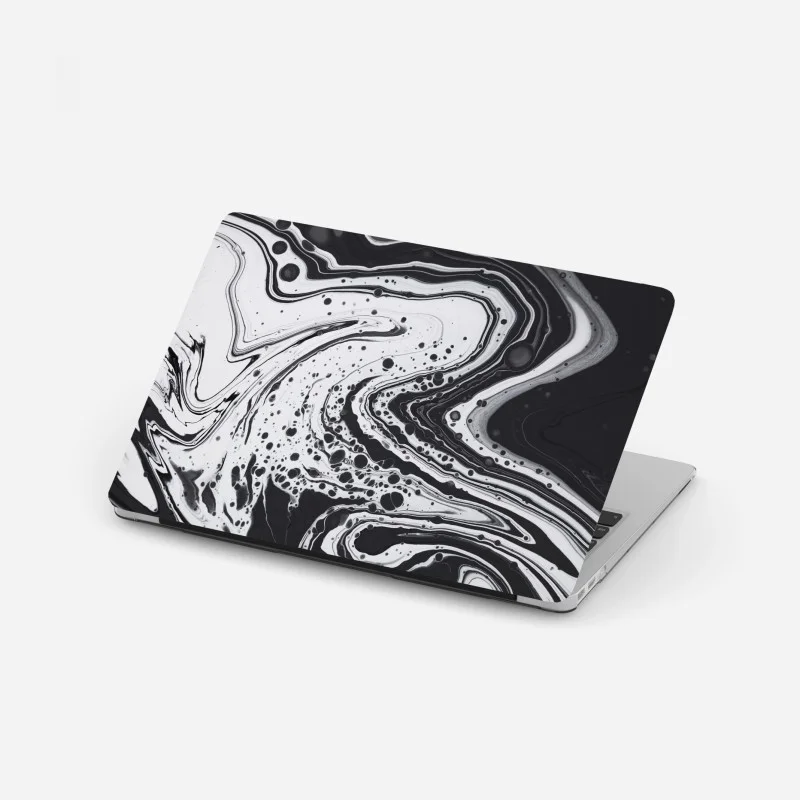 Pegatina para portátil mármol fluido en blanco y negro