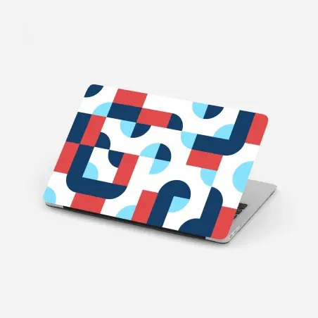 Pegatina para portátil diseño geométrico en paleta azul y coral – Pixers®
