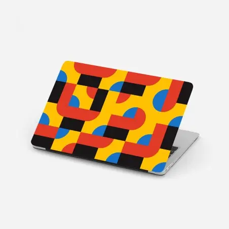 Pegatina para portátil patrón geométrico retro en colores primarios – Pixers®