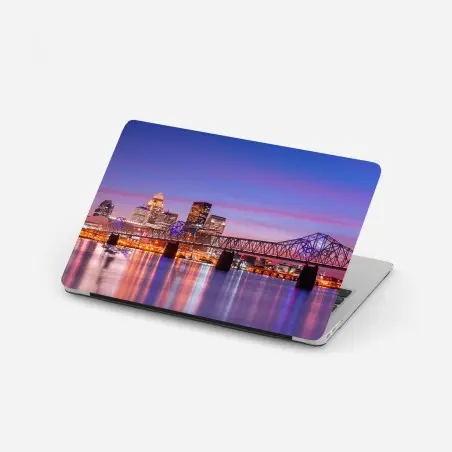 Pegatina para portátil atardecer en Louisville: horizonte reflejado sobre el río – Pixers®