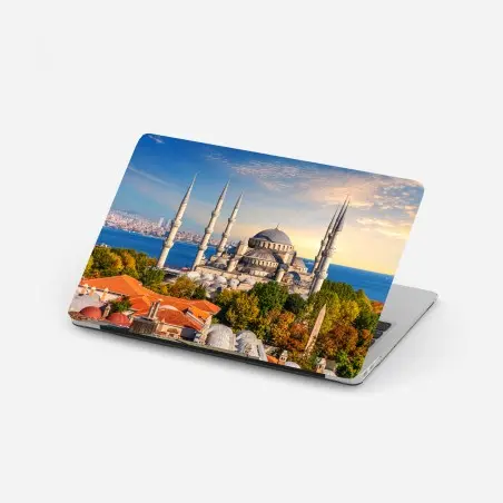 Pegatina para portátil panorámica de la mezquita de Estambul al atardecer – Pixers®