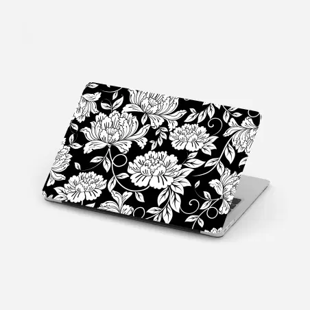 Pegatina para portátil motivo floral elegante en blanco y negro – Pixers®