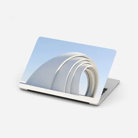 Pegatina para portátil arcos curvos minimalistas en blanco y azul – Pixers®