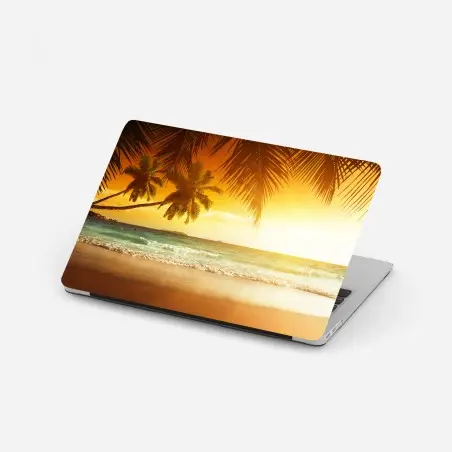 Pegatina para portátil atardecer caribeño en la playa – Pixers®