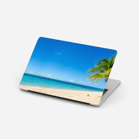 Pegatina para portátil paisaje de playa tropical con palmera – Pixers®