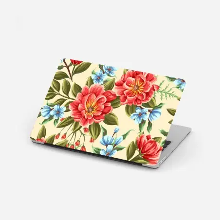 Pegatina para portátil estampado floral en acuarela sobre fondo beige – Pixers®
