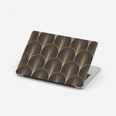 Pegatina para portátil patrón art déco dorado sobre fondo negro – Pixers®