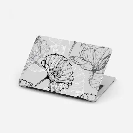 Pegatina para portátil estampado de amapolas en líneas minimalistas – Pixers®