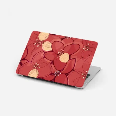 Pegatina para portátil diseño floral en tonos rojos y marfil – Pixers®