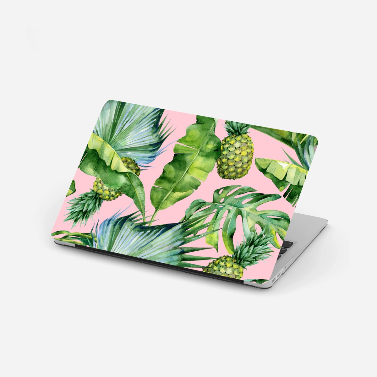 Pegatina para portátil diseño tropical acuarelado de piñas y hojas verdes – Pixers®