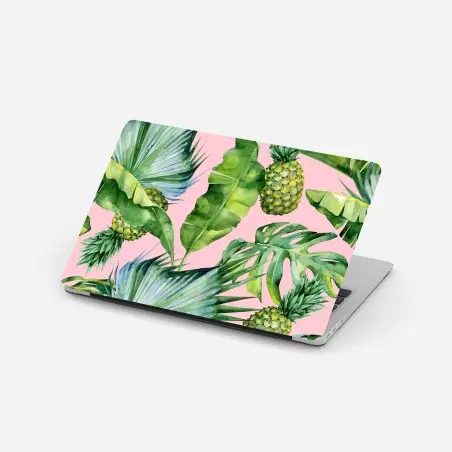 Pegatina para portátil diseño tropical acuarelado de piñas y hojas verdes – Pixers®