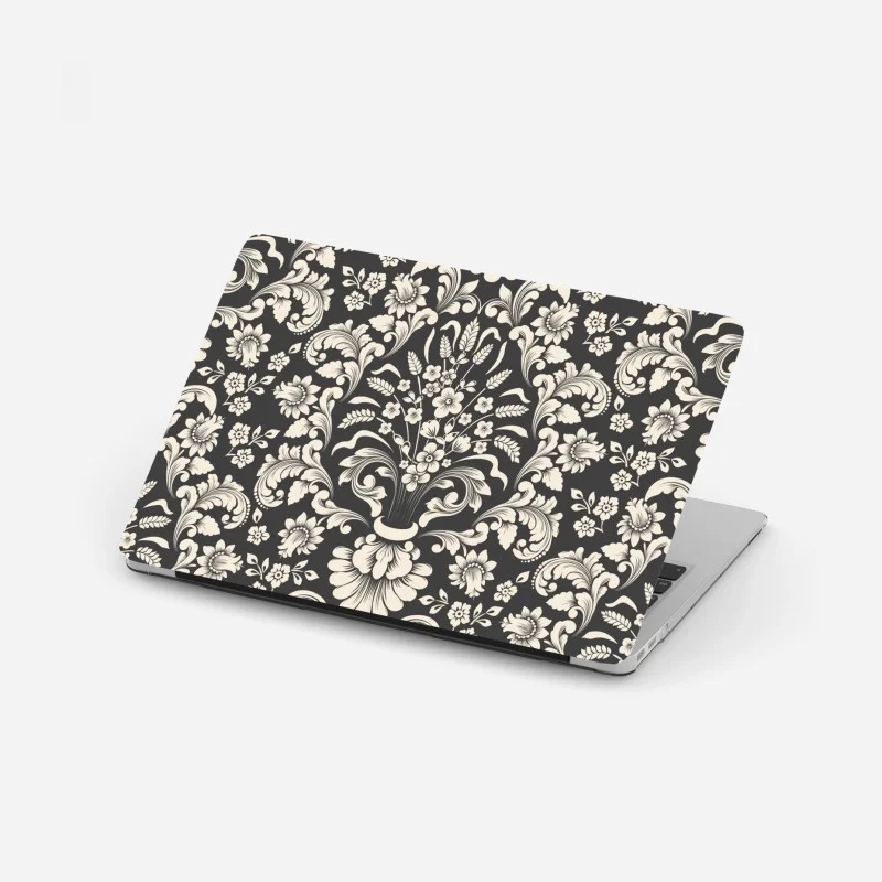 Pegatina para portátil motivo damasco floral en tonos crema y gris oscuro