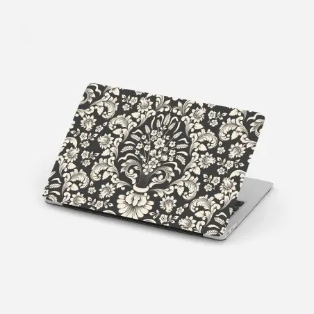 Pegatina para portátil motivo damasco floral en tonos crema y gris oscuro – Pixers®