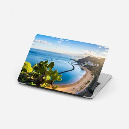 Pegatina para portátil amanecer sobre la playa Las Teresitas, Santa Cruz de Tenerife – Pixers®